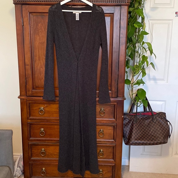 Free People Sweaters - Free People vintage Ultra Maxi knit duster wool blend charcoal grey vintage tag